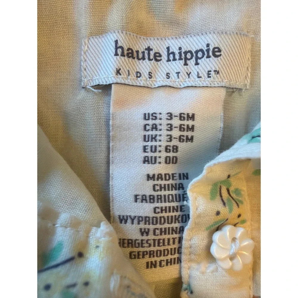 Haute Hippie Kids Dress Set Cream Floral Bunny Swiss Dot Lace 3-6M Sleeveless